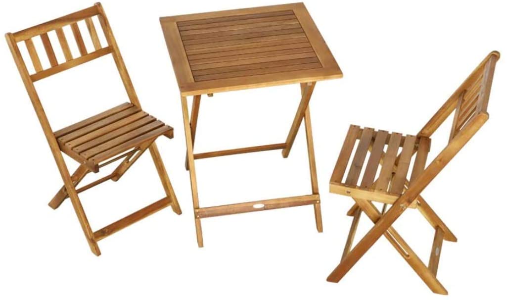 Mesa y sillas para balcón de madera