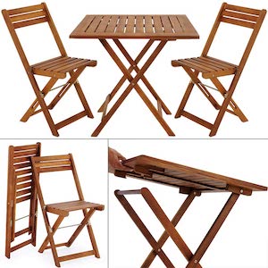 Mesa y sillas para balcón de madera economica